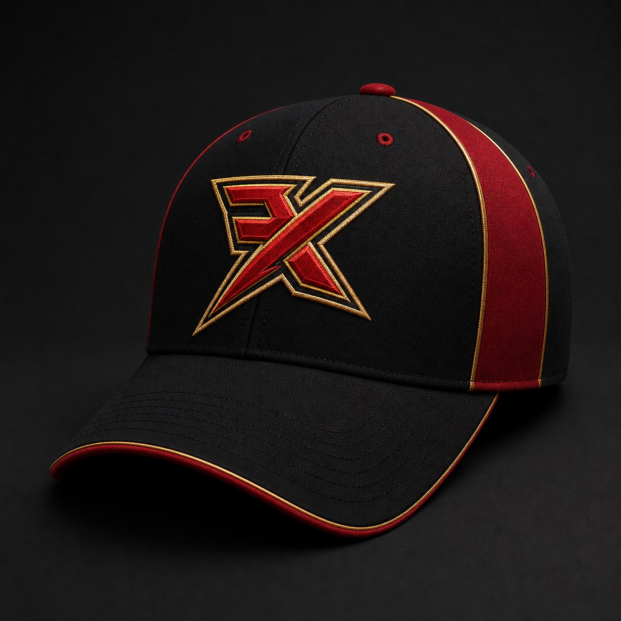 Black, red and gold XFG signature cap concept