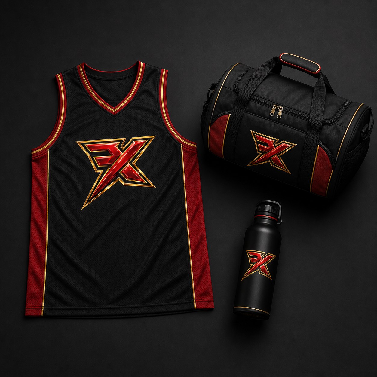 Black, red and gold XFG sports gear concept