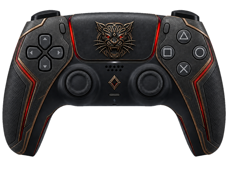 Black, bronze and red XFG custom PS5 controller