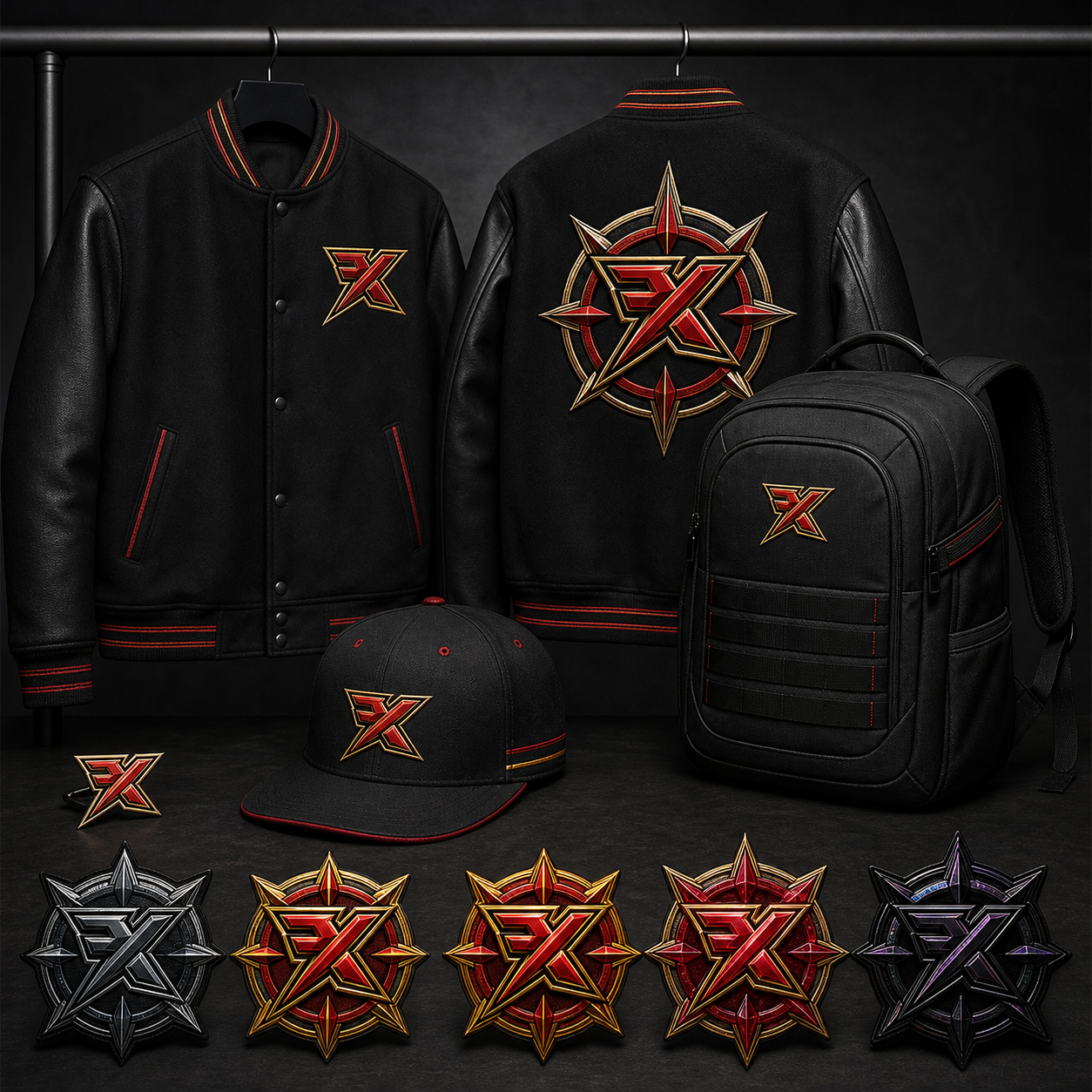 XFG varsity jacket, cap, backpack and ranked accessories